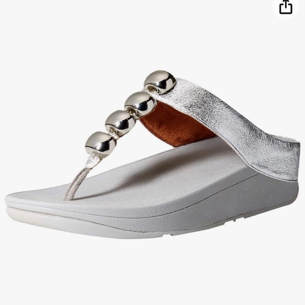 FitFlop Rola Glitzy Metallic Silver size 9